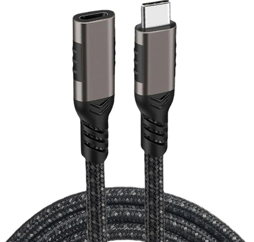 USB C förlängningskablar manlig till kvinnlig typ C USB3.2 Gen2 Fullfunktionerad förlängningssladd för MacBook Pro Samsung S20 Xiaomi 11