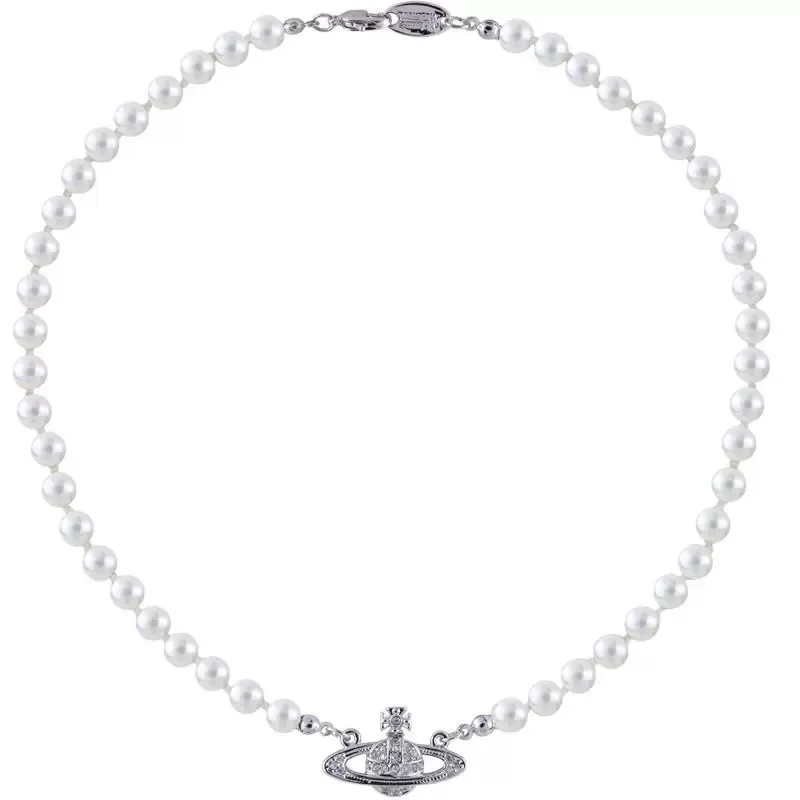 2022 Luxe ontwerper Korte Pearl Rhinestone Orbit Necklace Clavical Chain Barok Pearl Choker kettingen voor vrouwen sieraden cadeau1596765