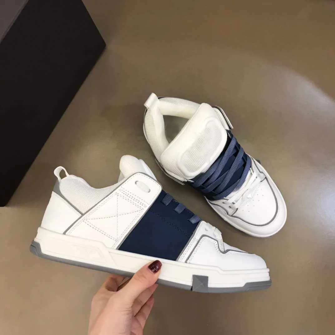 Luxe kwaliteit casual schoenen heren veelzijdige zwarte streep plat leer wit groen tag merk heren en dames low top sneakers