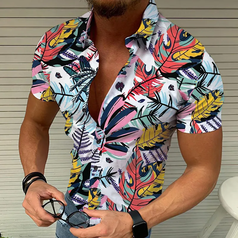 Yüksek kaliteli tropikal okyanus Baskı Hawaii Gömlek Kısa Kollu Üst Hombre Camisa Rahat Streetwear Çiçek Plaj Kıyafeti Hawaii 3XL Bluz
