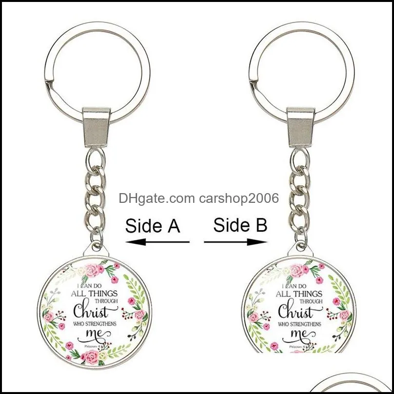 fashion charm bible circle key rings religion rosary keychains women handbag pendant car keyring jewelry gifts p377fa