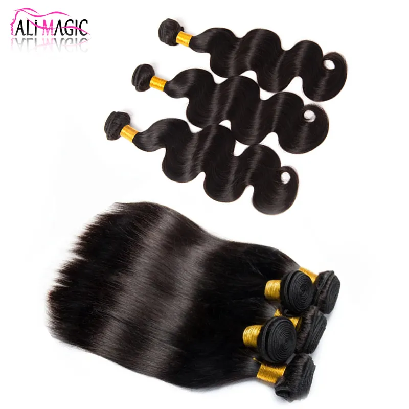 Cheveux humains vierges brésiliens tisse 3 et 4 faisceaux 300g 400g 1B 100% extensions de trame de cheveux Remy non transformés vague de corps 8 pouces à 40 pouces