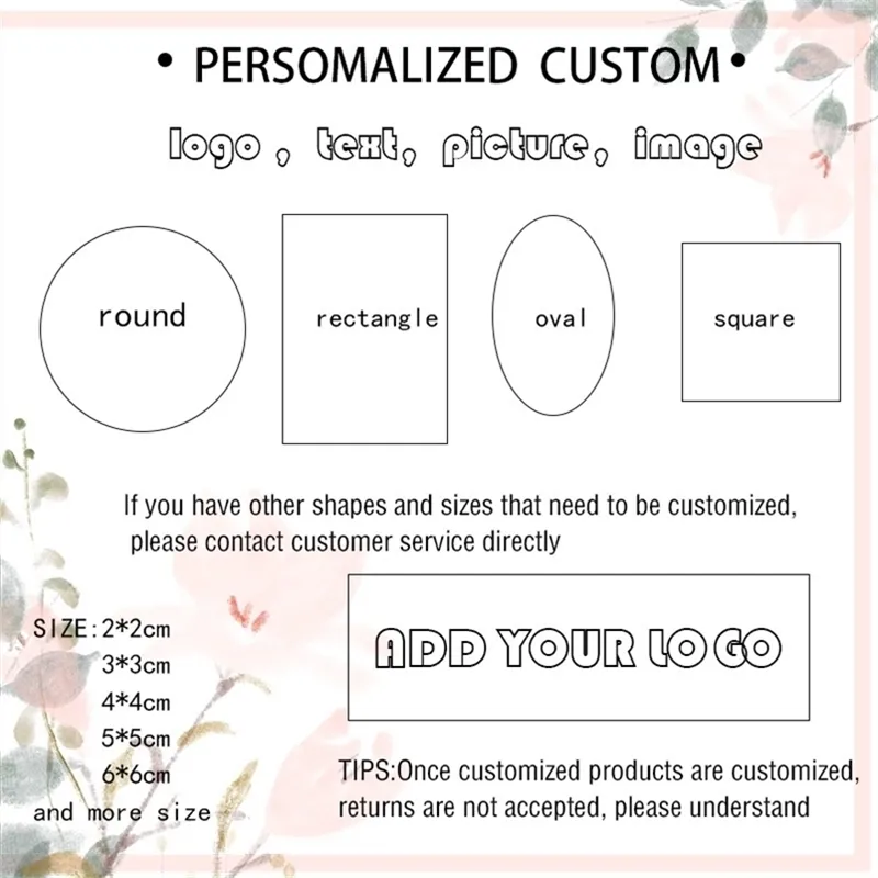 100pcs DIY Round Square stickers custom label wedding party Personality adhesive your design 220607