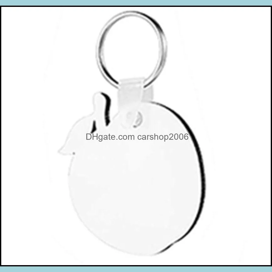 Sublimation Blank Keychain MDF Wooden Pendant Thermal Transfer Double-sided Key Ring White DIY Gift Key Chain