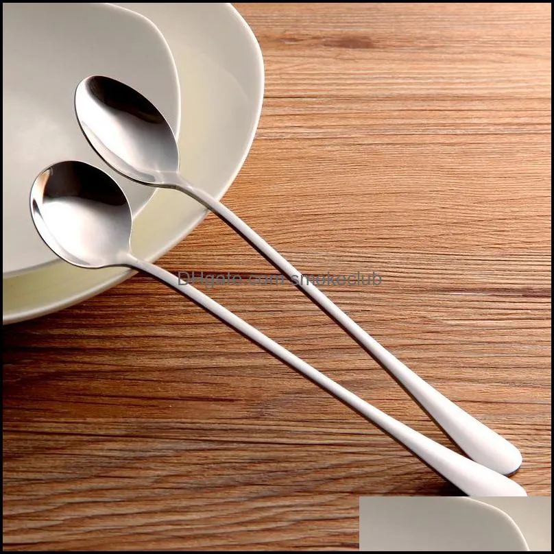 Scoops Stainless Steel Long Handle Spoon Coffee Latte Ice Cream Soda Sundae Cocktail kitchen spoons