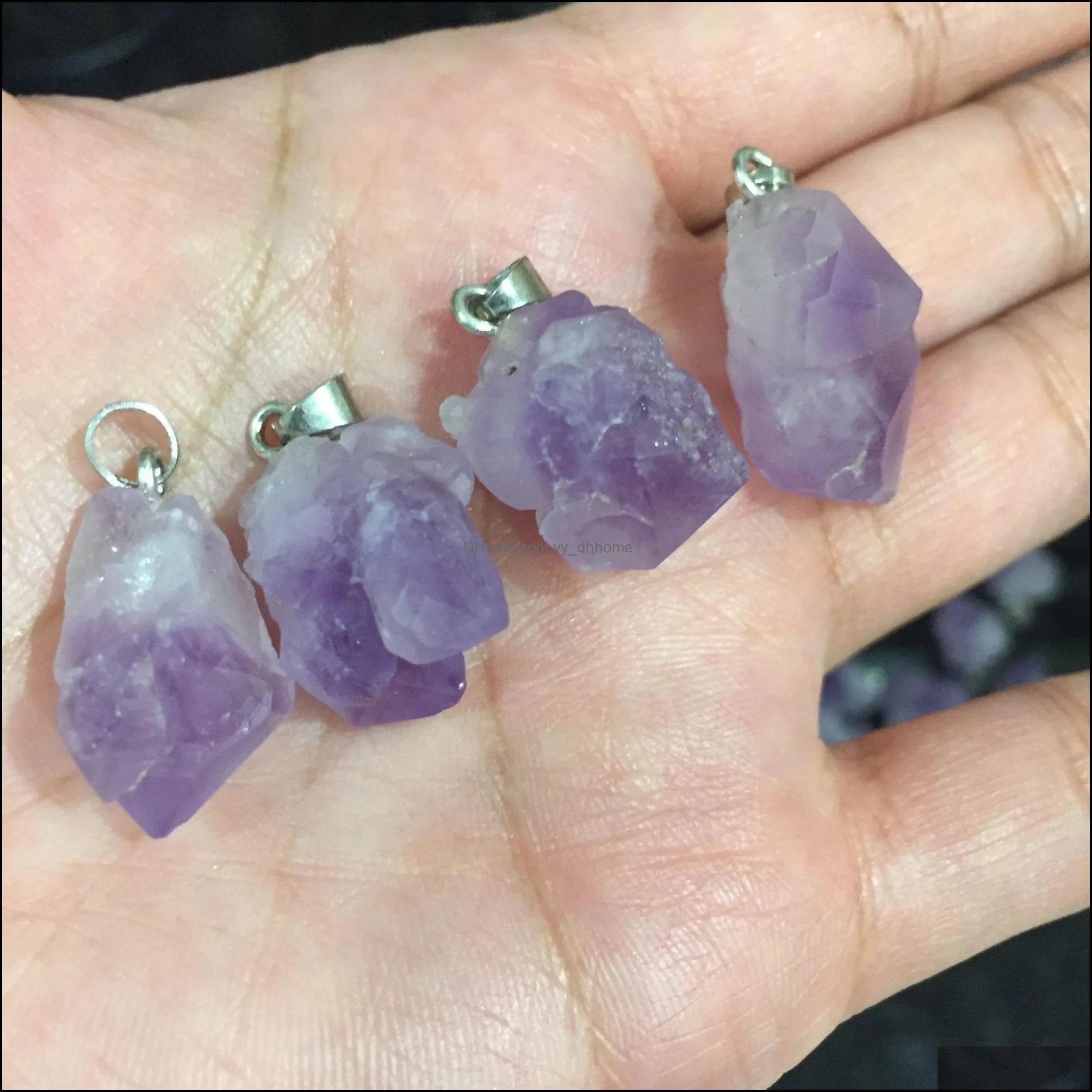 fashion high quality natural amethyst druzy raw stone pendants for jewelry making charms irregular accessorie yydhhome