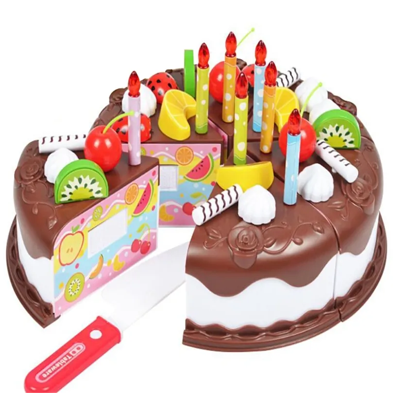 37 unids niños juegan casa chocolate pastel de cumpleaños juguetes para niñas niños corte fruta cocina DIY juego de simulación juguete educativo 220725