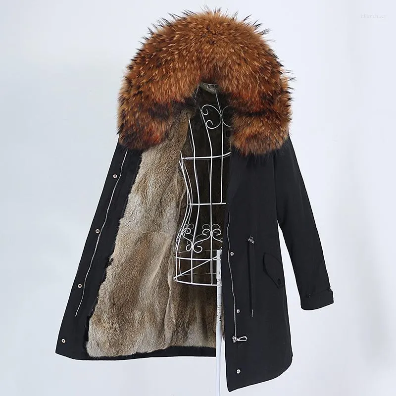 Fuggio di pelliccia da donna Futto di THTBUY 2022 Giacca invernale Donne vera mantello impermeabile lungo parca naturale con cappuccio con cappuccio Streetwear