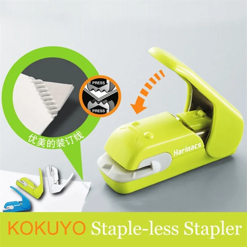 Japonia Kokuyo Staple Free Stapler Harinacs Press Creative Safe Student Pigienieria za 5 arkuszy lub 10 220510
