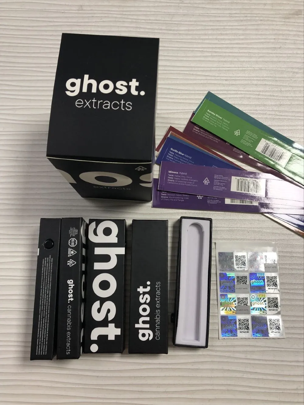 GHOST Extracts 0.9ml Disposable Vape Pen Cigarettes 280mah Rechargeable Battery 10 Strains Empty