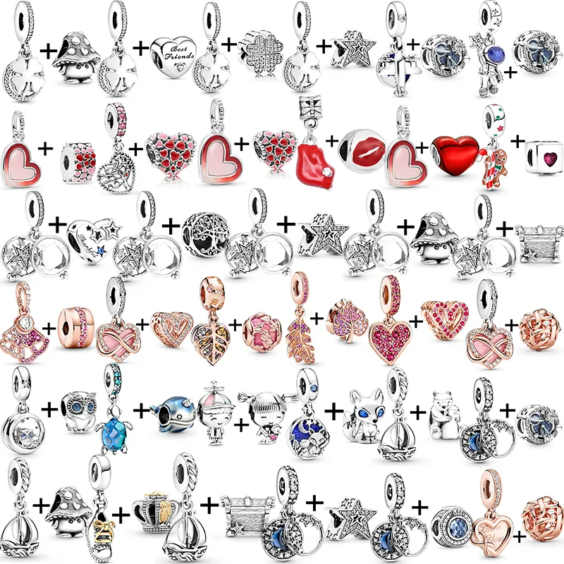 Nuevo s925 Cuentas de plata esterlina Charms Pulseras Original Fit Pandora Luxury Colorful Heart Beaded DIY Colgante Classic Ladies Jewelry Regalo de moda con caja original