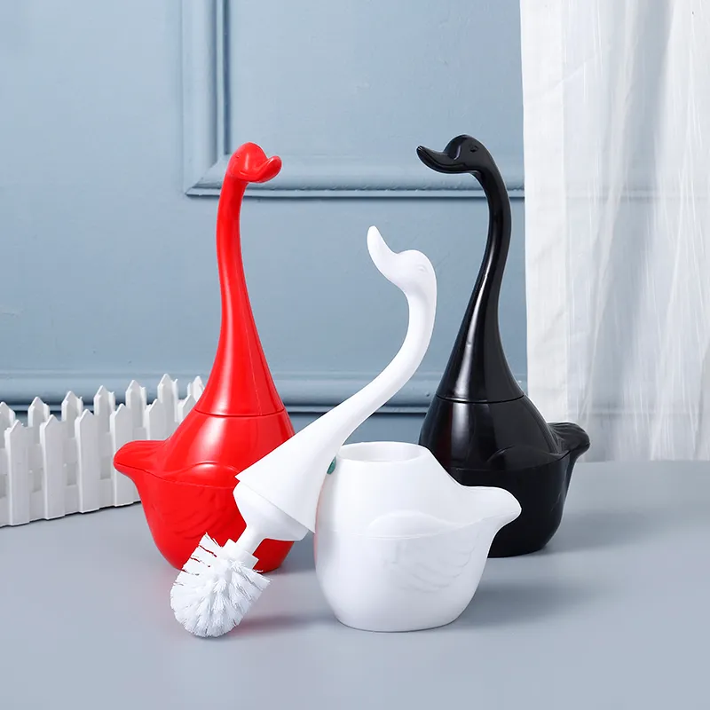 Creative Swan Shape toalettborste med hållare Set Bas Clean Badrumstillbehör Rengöringsverktyg levererar 220511