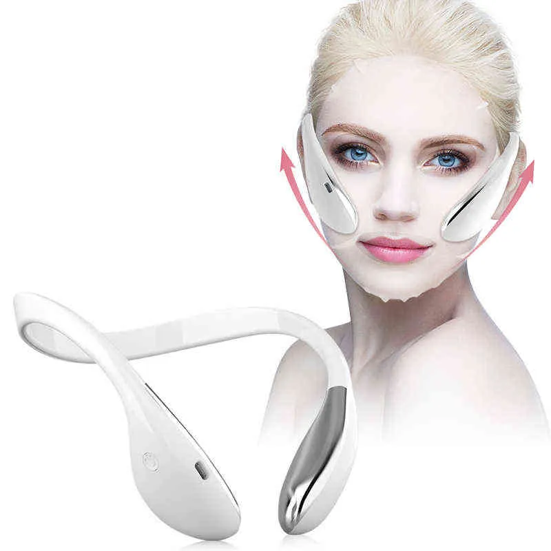 Électrique V Lifting Du Visage Double Menton Réducteur Du Visage Minceur Façonnage Microcourant Led Lumière Dispositifs Cou Masseur Ascenseur 220512