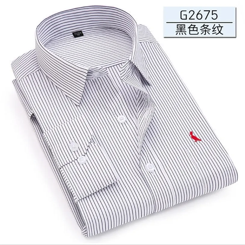 Rezerwa Aramy Mężczyźni Koszula Spring Solid Color / Stripes Business Office Formalne Koszule męskie 7XL Plus Size 220406