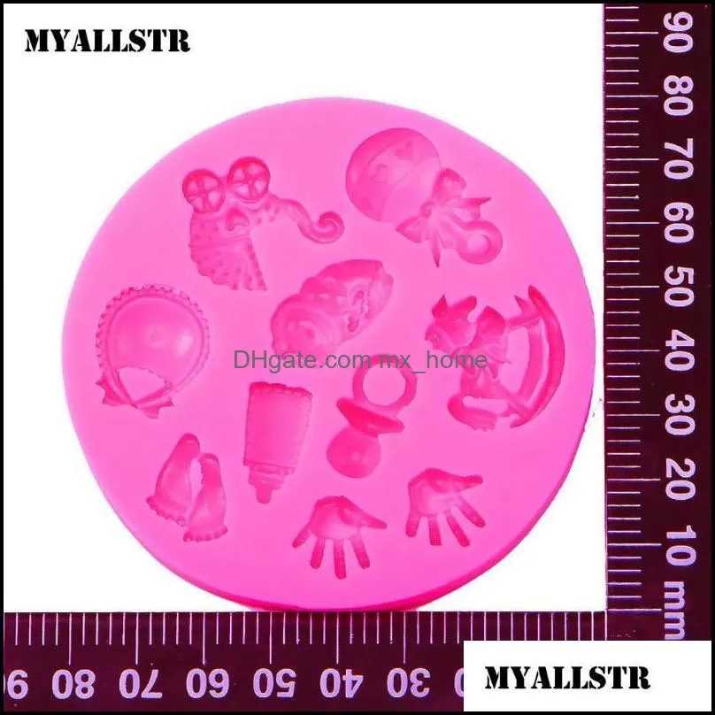 baking & pastry tools prints feet hand baby christening silicone mould chocolate cake mold