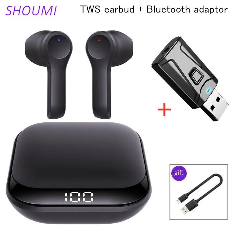 Hoofdtelefoon Oortelefoons Bluetooth Wireless oordopjes Waterdicht Blue Tooth Touch Sport Earbud TWS -headsets met MIC USB -adapter voor tvheadphone