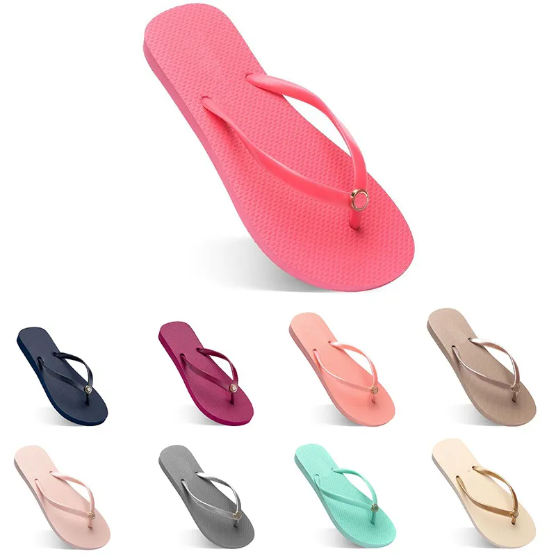 نساء النعال أزياء Flip Flip Flops Beach Hotel Indoor Clipper Triple Black Pink White Lemon Green Grey Blue Womens Shoes