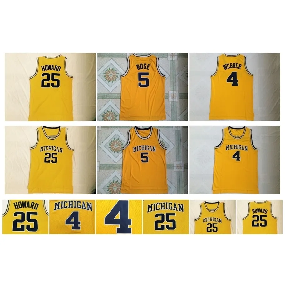 Nik1vip High Quality Michigan Wolverines 5 Jalen Rose Jersey 25 Dwight Howard Jersey 4 Chris Webber University Mens College Basketball Jerseys