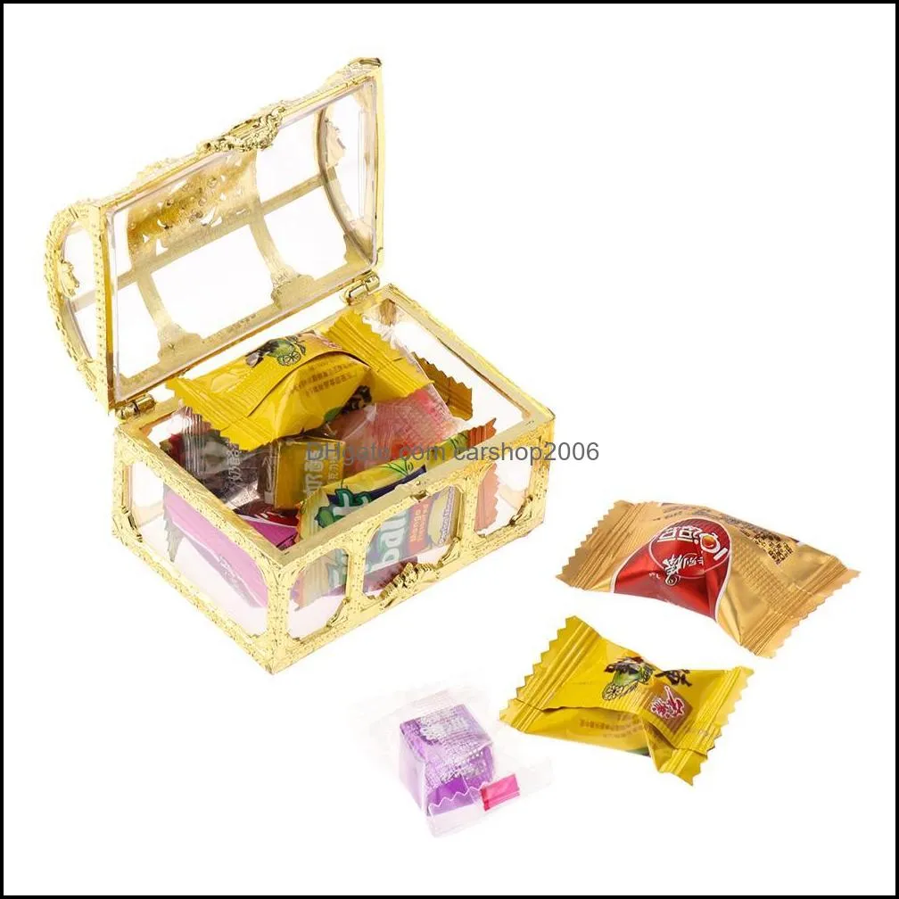 treasure chest candy box wedding favor mini gift boxes food grade plastic transparent jewelry stoage case paa12815