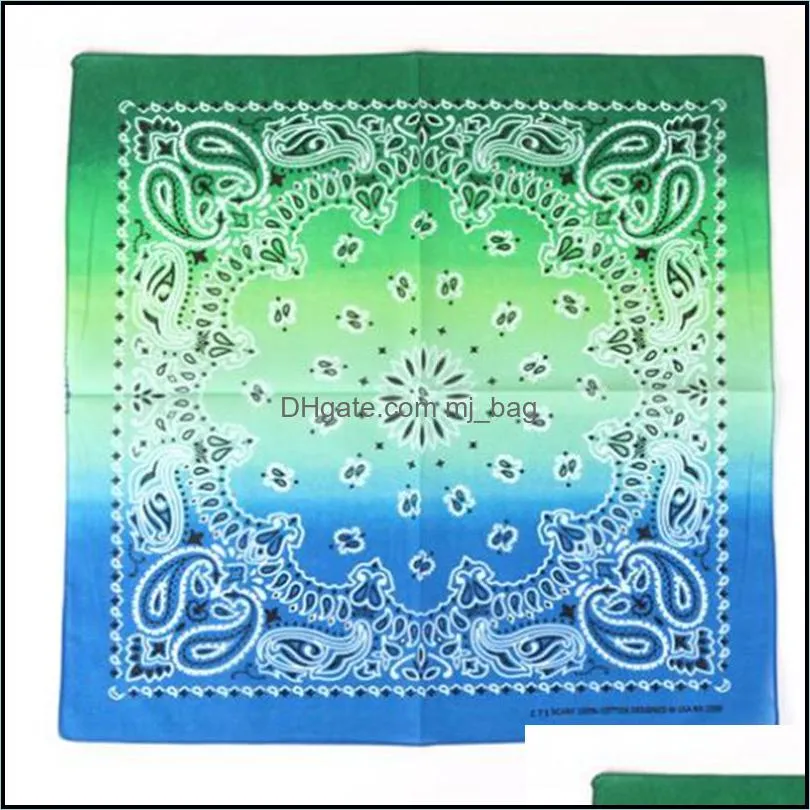 party decoration tie dyed cashew square towel with gradient hip hop outdoor magic headband cotton bandana printed handkerchief jja136