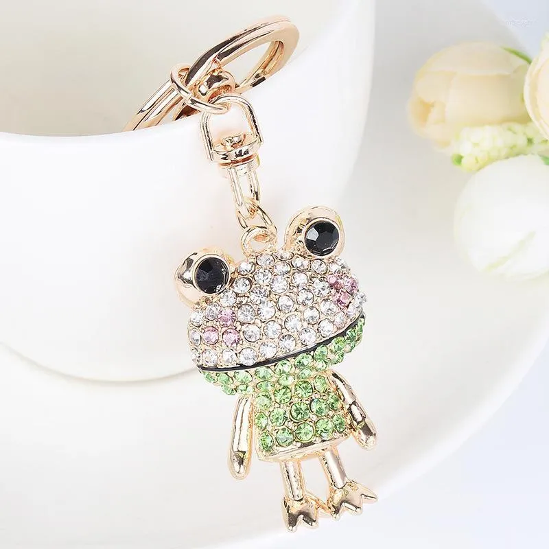 Porte-clés série grenouille strass or pièce porte-clés diamant porte-clés voiture animal porte-clés sac charme mode ringkeychains Forb22