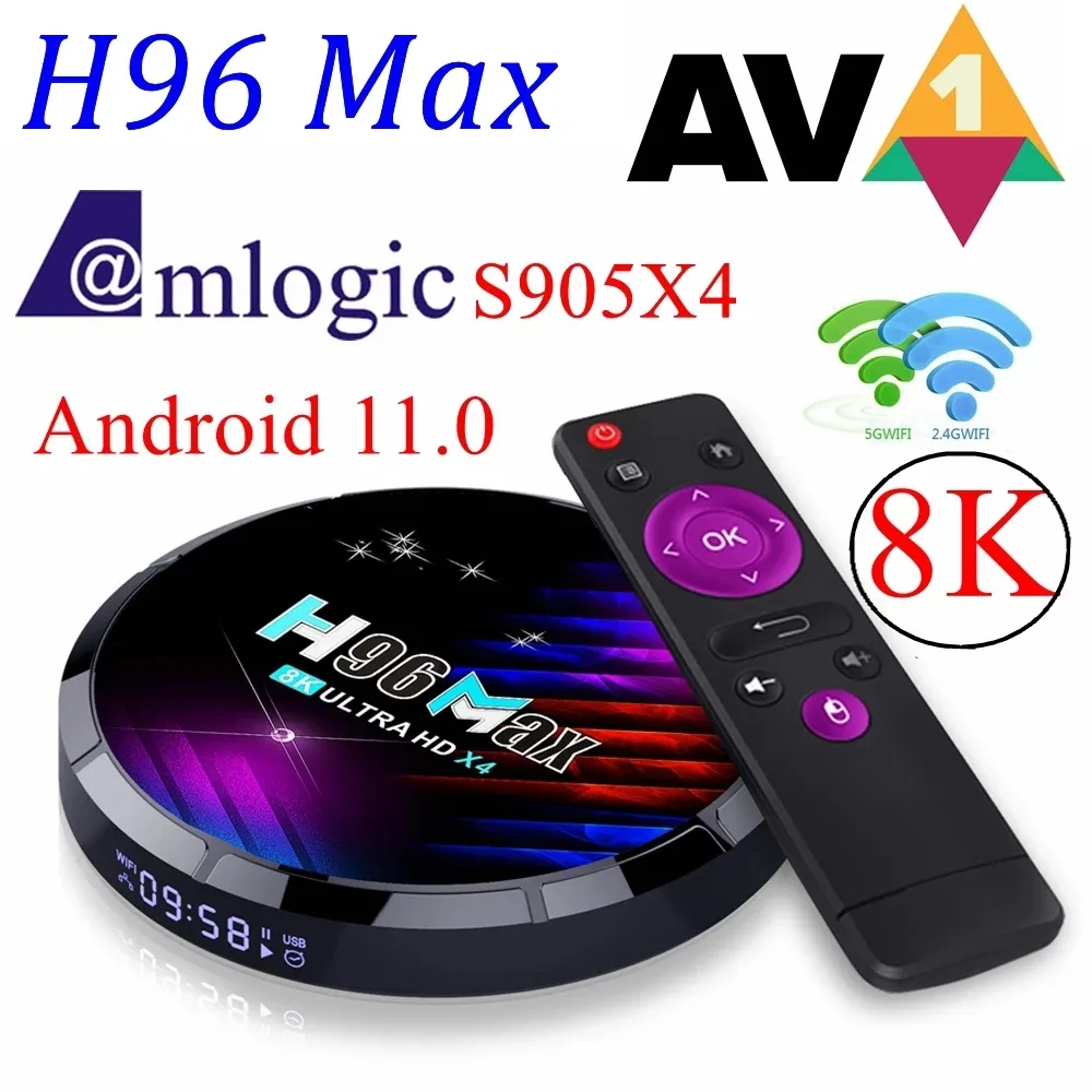 Caixa de TV H96 Max X4 Amlogic S905X4 Android 11 4G 32G 64G 2.4G 5G Dual Wifi BT Youtube AV1 Smart Media Player 8K Set top box