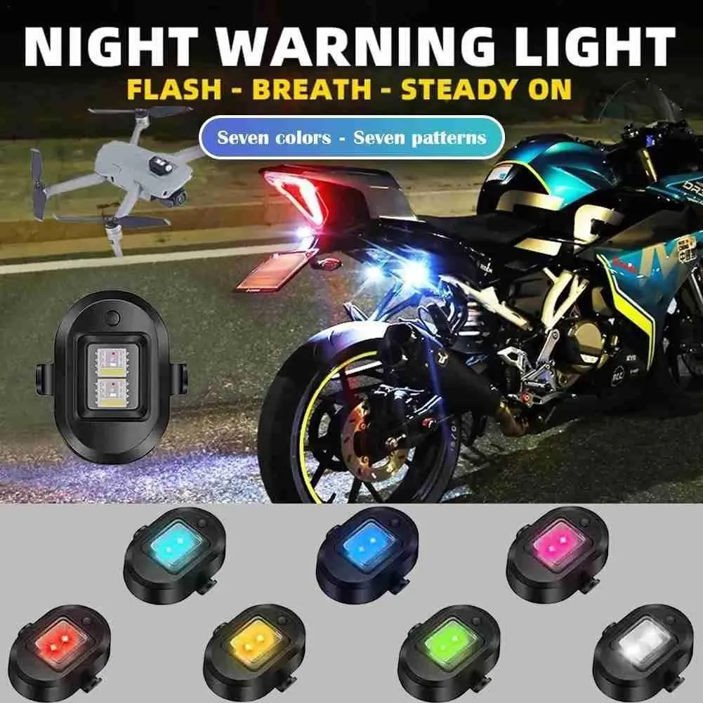 Illuminazione per moto Mini luce di segnalazione Drone luce stroboscopica 7 colori Accendi LED per luci per motori per bici da auto