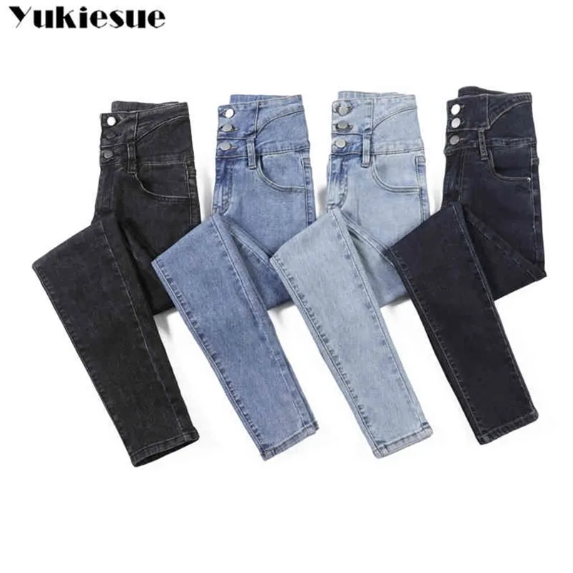 Vintage Ripped Skinny Bleistift Jeans Frau Plus Größe Hohe Taille Push-up Mom Stretch Jeans Damen Denim Hosen Hosen Frauen Jeans 210412