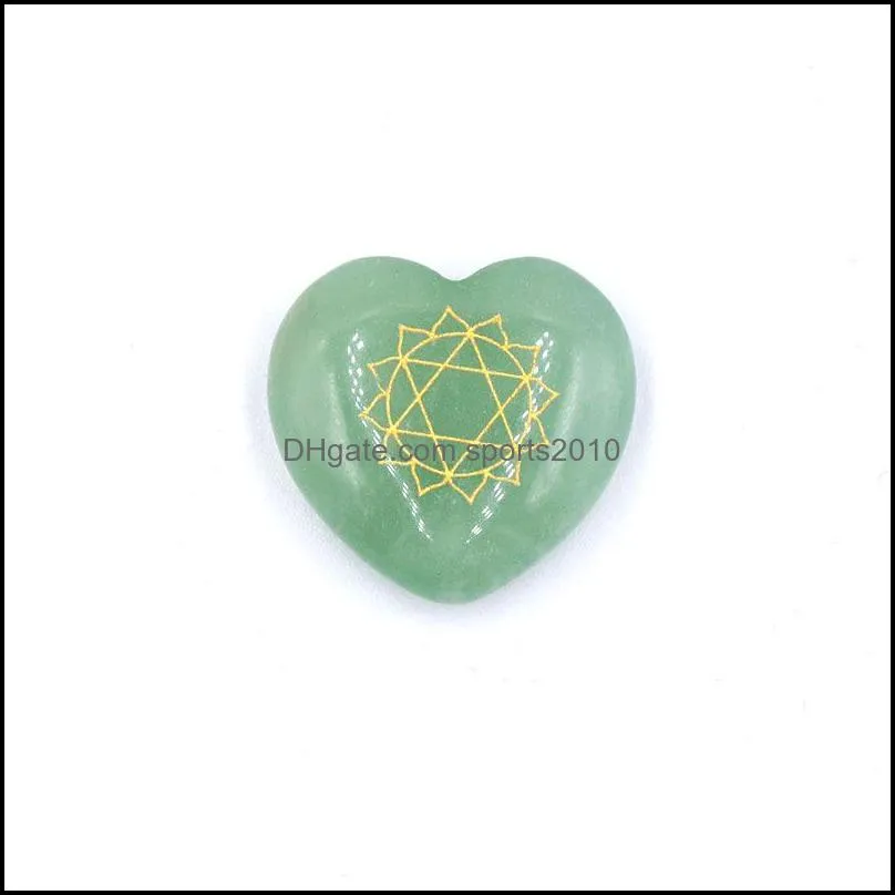 22mm heart love symbol chakra set reiki natural stone crystal stones polishing rock quartz yoga energy bead chakra healing sports2010