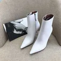 Amina Muaddi Giorgia high-heeled Ankle boots clear Cubic heel pointed toes Side zipper pull-on leather sole Booties for women luxury designer shoes factory footwear