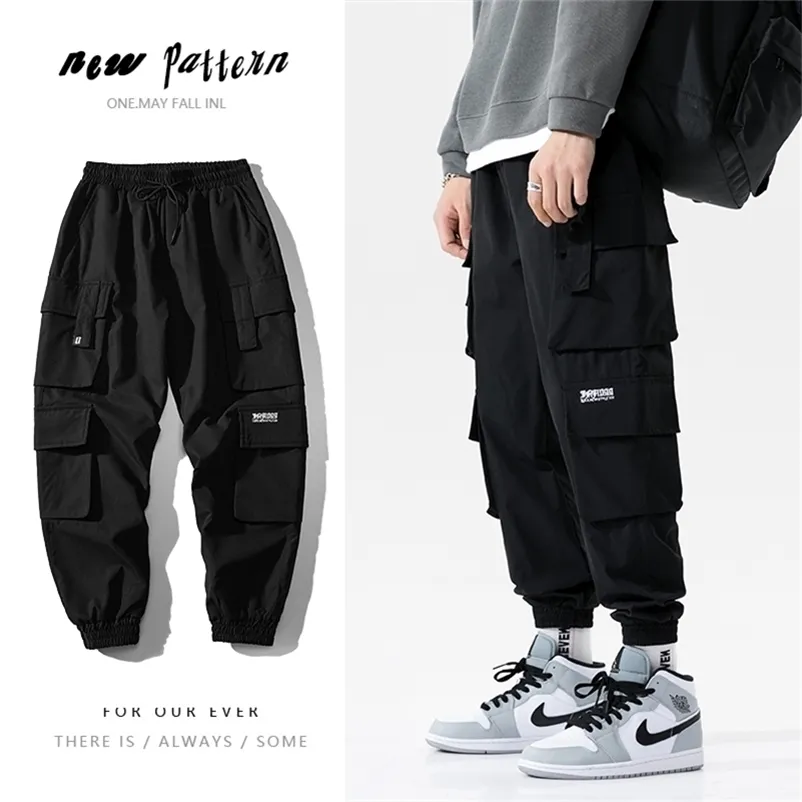 Streetwear Black Mens Harem Joggers Pants Men Men Men Men Men Cayme Spodnie Hip Hop swobodne kieszenie na dresowe spodnie męskie mody mody 220726