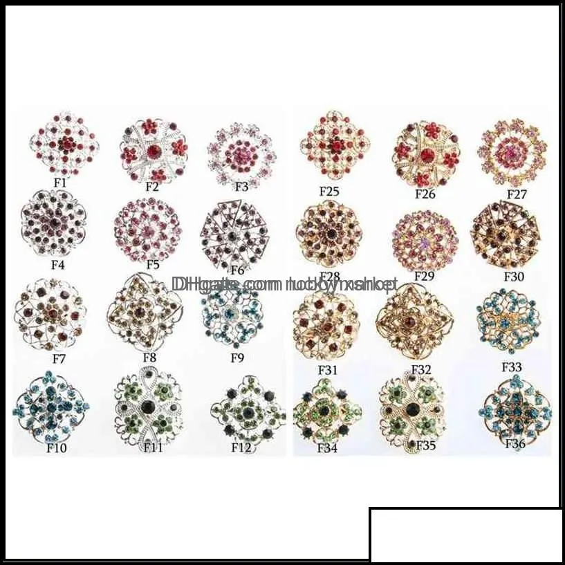 pins brooches jewelry 24pcs clear crystal rhinestones women bridal gold brooch pins for diy wedding bouquet kits drop delivery 2021