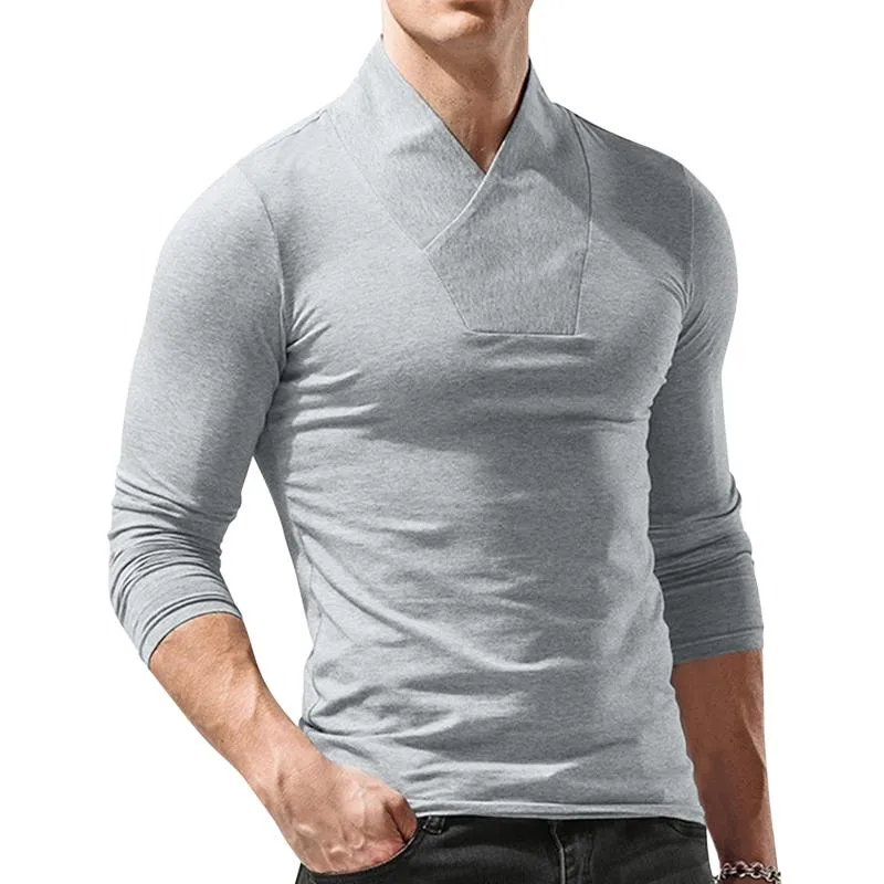Camisetas masculinas outono masculino e inverno vos pescoço de cor sólida tops confortáveis ​​de mangas compridas Blousemen de baixo para baixo
