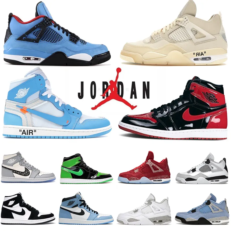 Nike Air Jordan Retro 1 4 Mens Jumpman Basketball Shoes Off White Jorden Travis Scott Panda 1S Cactus Jack PSG 4S Union Sneakers Trains 13 Eur 36-47