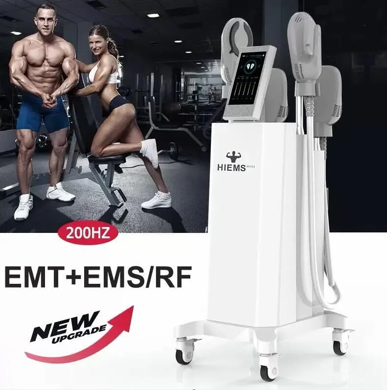 New arrival HIEMS MAX4 Powerful body shape with RF 4 handles high intensity Muscle built Stimulator Body Slimming Machine Fitness Fat Burning Device 200 HZ