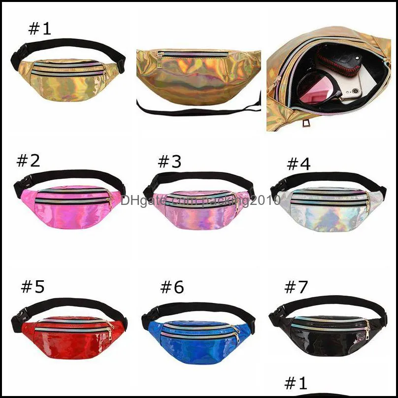 laser waist bag fanny pack zipper waterproof shiny chest pack bum bag beach purse shiny storage bags with adjustable belt