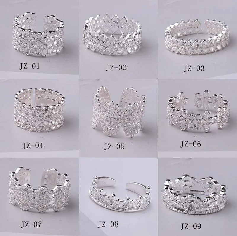 Pierścionki ślubne Srebrny palec dla kobiet osobowość koronkowa siatka pierścień ANILLOS MUJER BAGUE FEMME Korea zaręczynowy prezent biżuterii