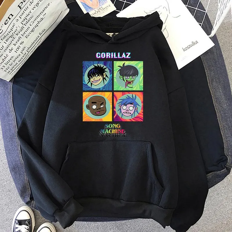 Felpe con cappuccio da uomo Felpe Primavera Gorillaz Stampato divertente Donna/Uomo Harajuku Pullover oversize coreano Unisex Uomo StreetwearUomo