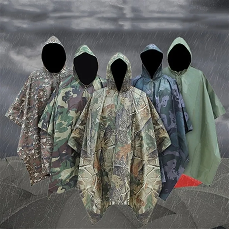 Waterproof Military Impermeable Camo Raincoat Rain Coat Men Women Raincoat Awning From The Rain Motorcycle Rain Poncho 210320