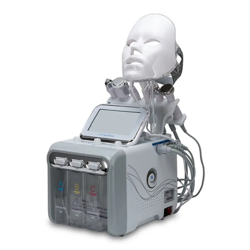 Prodotto caldo 7 in 1 idrafacials macchina spray ossigeno spray rf aqua scrubber micro dermabrasione macchina bellezza con maschera a LED