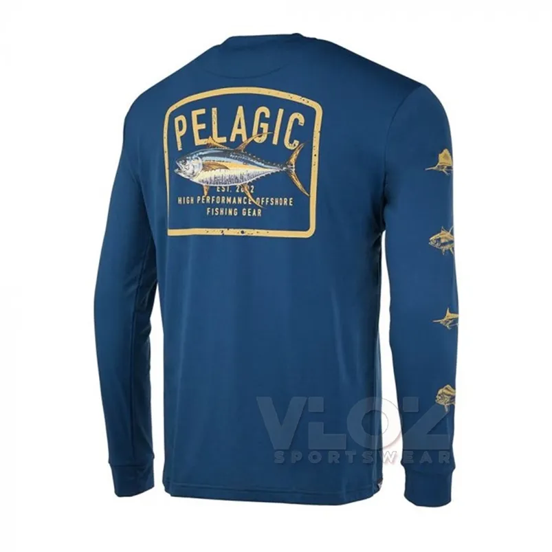 PELAGIC Gear Fishing Shirts Men Long Sleeve Crewneck Sweatshirt Outdoor Uv Protection Breathable Fishing Clothing Camisa Pesca 220815
