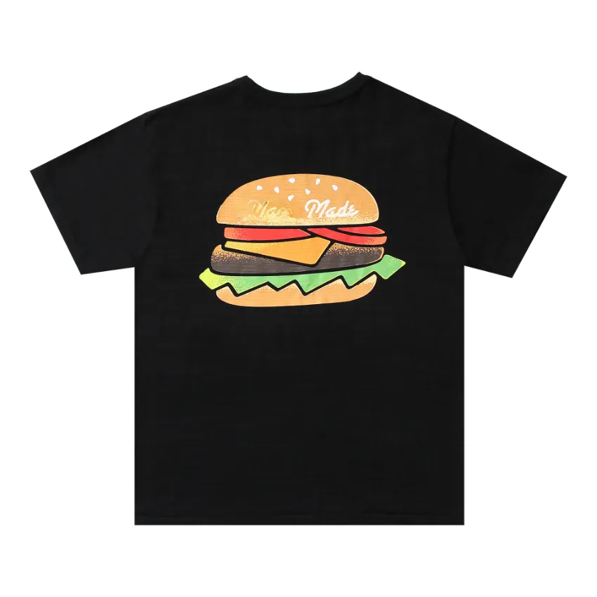 Japansk designer T-shirts Letter och Burger Printing Streetwear Stor storlek kortärmad t-shirt för män kvinnor tees