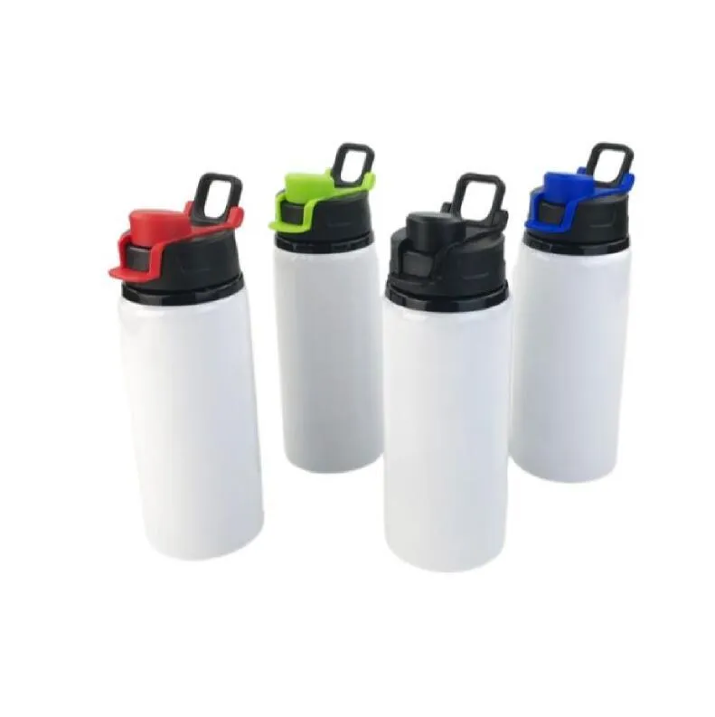Tragbare 600 ml Sublimationsrohlinge 20 Unzen Wasserflasche Sportbecher Aluminiumbecher Weithals-Trinkbecher mit Deckel 4 Farben