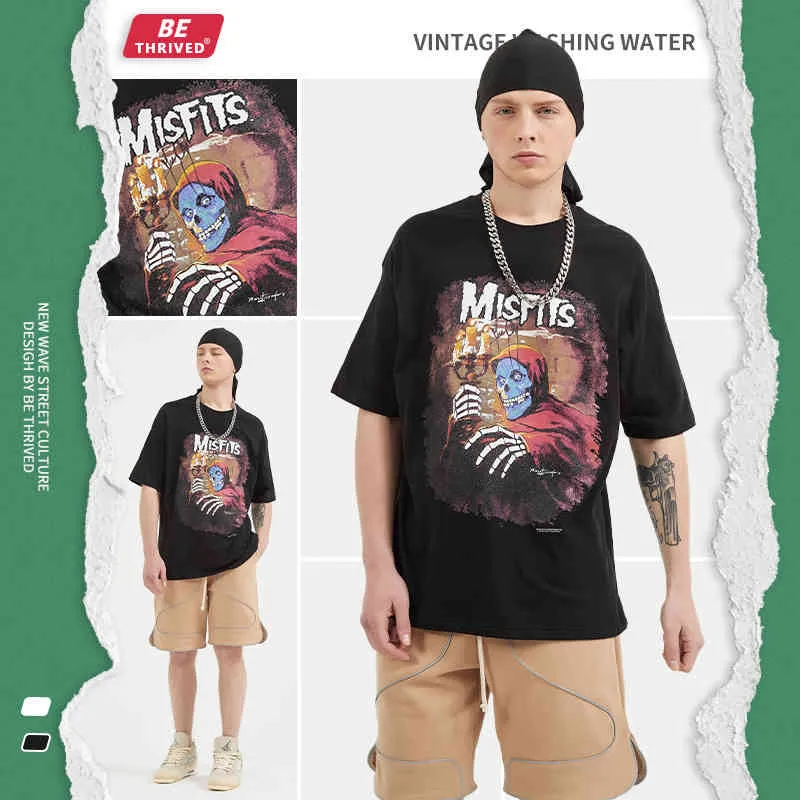 Var menswear | 2022 Sommar Ny Death Front och Back Print Kortärmad Hip Hop High Street Fashion Märke T-shirt Män