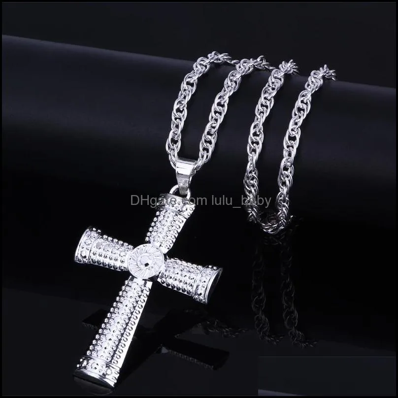 hip hop jewelry men necklace color gold silver tone crucifix charm jewelry alloy cross pendant necklaces beautiful cross necklace