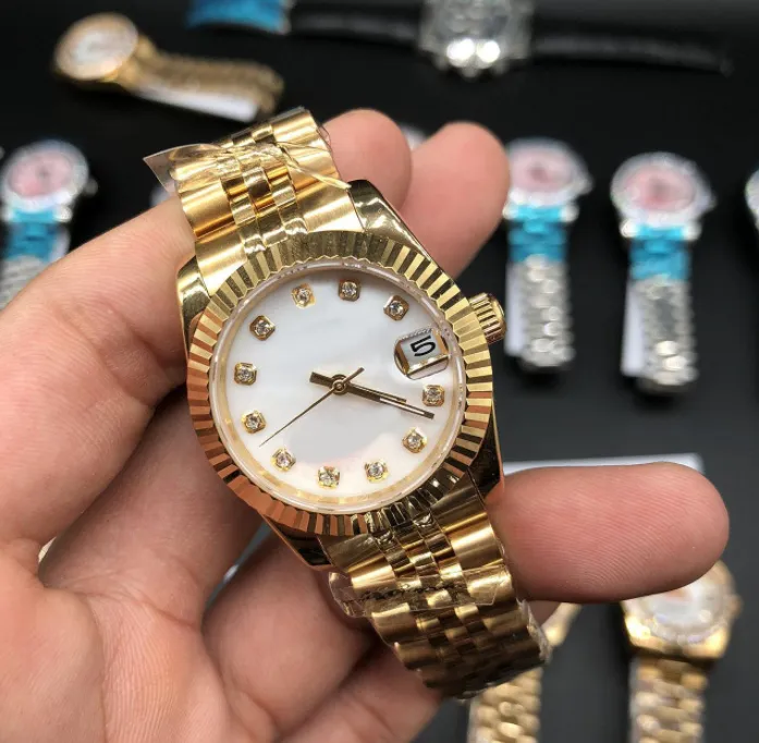 high-end quality 26mm fashion gold Ladies dress watch Diamond sapphire mechanical automatic women's watches Stainless steel strap bracelet Wristwatch box bags ring