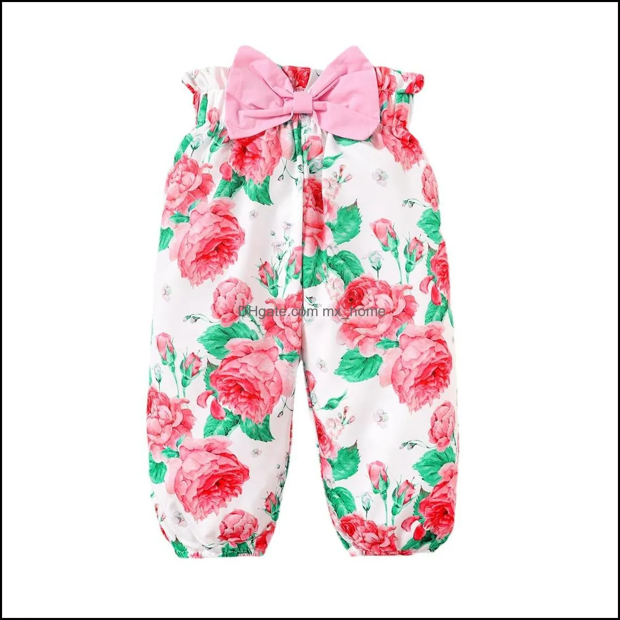 kids clothing girls floral print trousers children flower bow pants summer spring autumn fashion korean version baby clothes z6723