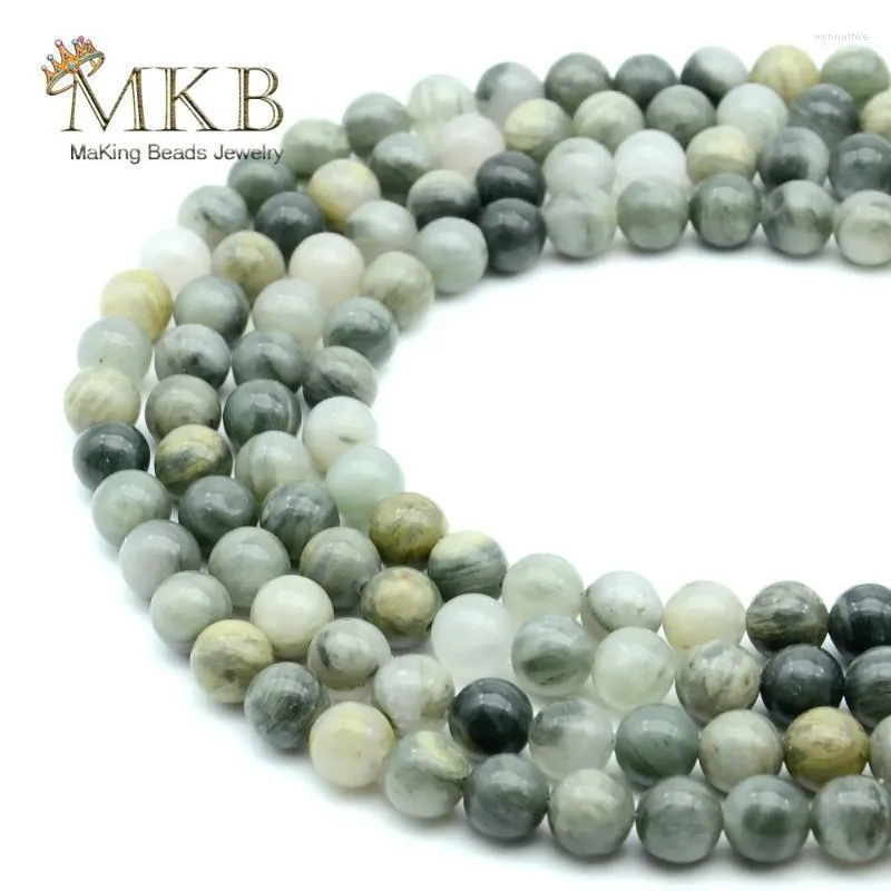 Andra naturliga grönt gräs agater sten runda pärlor för smycken tillverkning 4 6 8 10mm GEM DIY armband halsband grossist wynn22