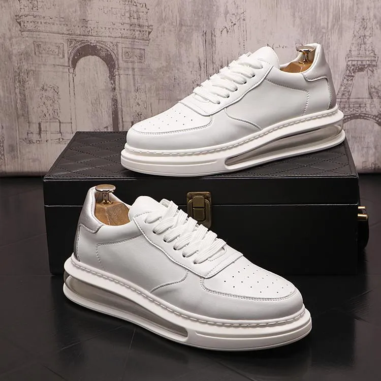 British Designer Wedding Dress Party Shoes Spring Vulcanized Lace Up Sports Casual Loafers Non-Slip Breattable Round Toe Air Cushion Driving Walking Sneakers