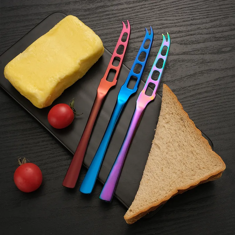 Multi-colored Complete Stainless Steel Butter Cutter Spreader Knife Pizza Cheese Knife Kitchen Cheese Tools